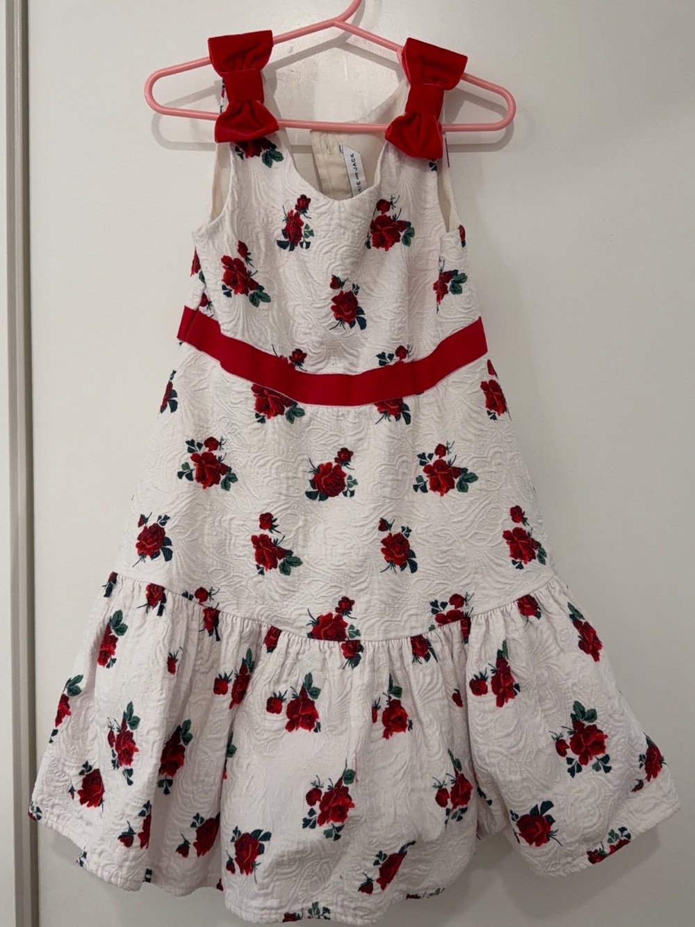 Janie and Jack White Floral Dress with Red Accents